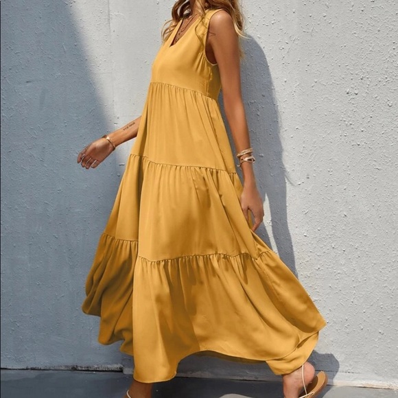 Boho V neck ruffle hem maxi dress - Picture 13 of 15